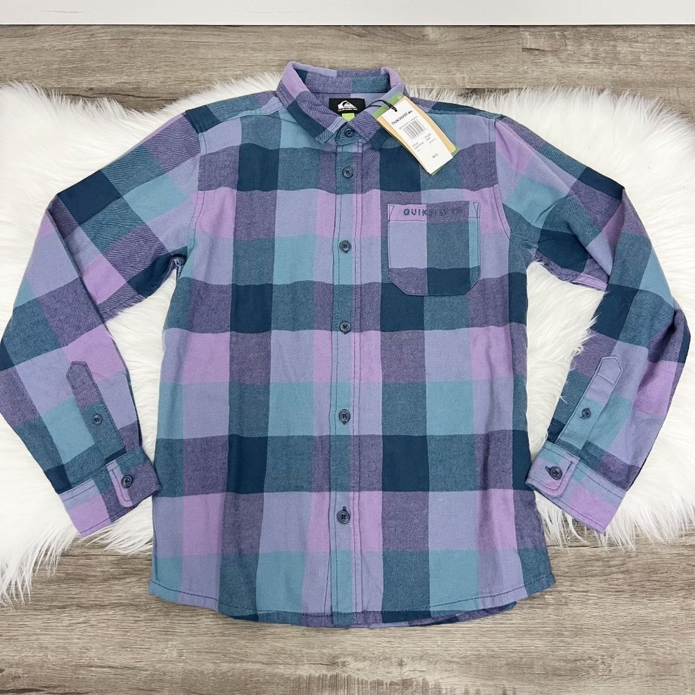 Quiksilver Boys Medium 12 Motherfly Lightweight Flannel Long Sleeve